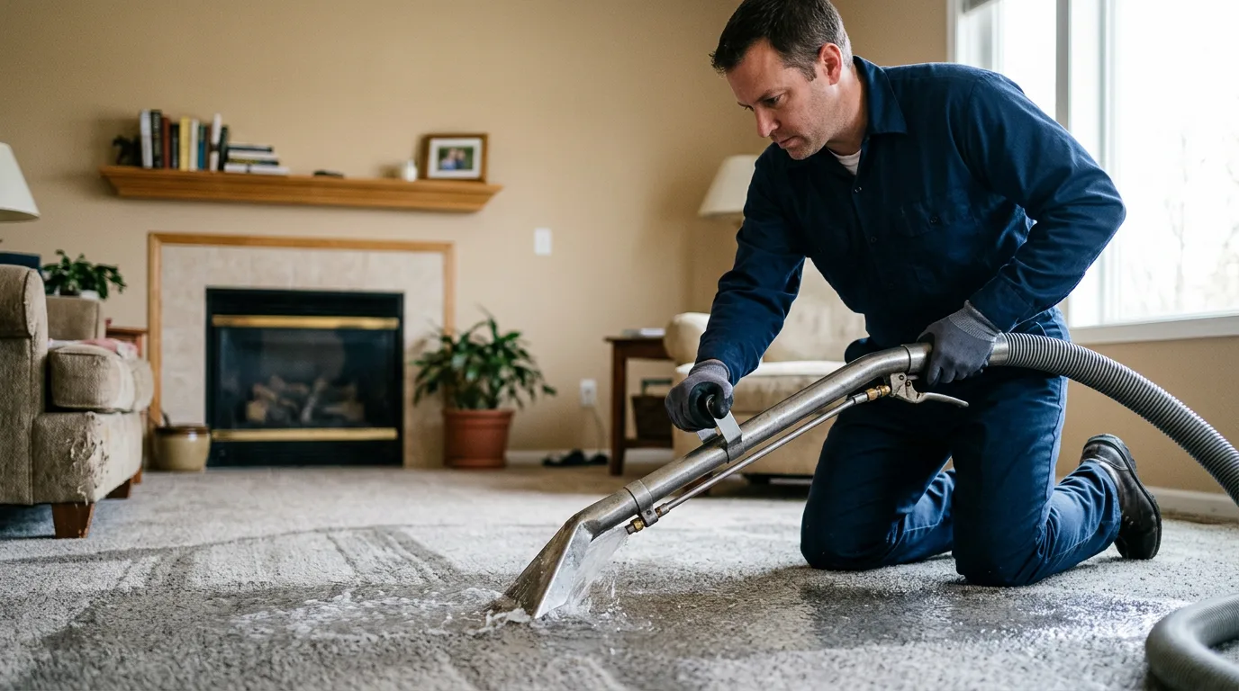 Water damage restoration technician working near Lambertville, NJ
